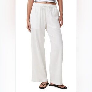 Vineyard Vines White Pull On Elastic Tie Waist Wide Leg Semi Sheer Pant (S) NWT